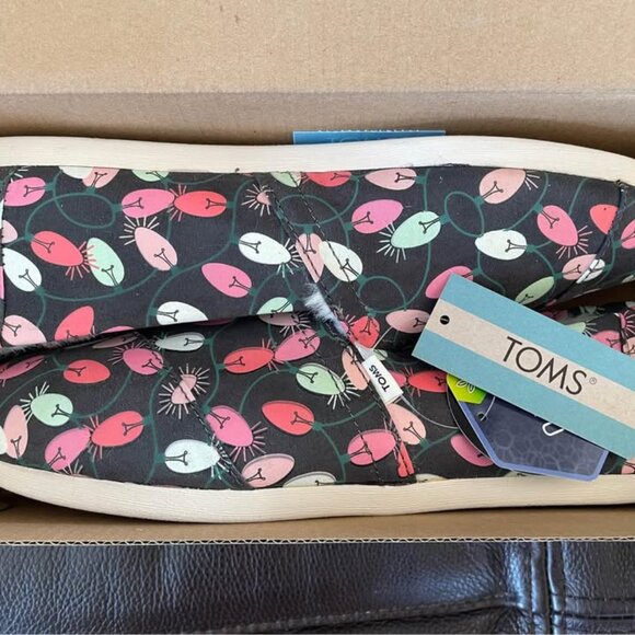 New Toms Holiday Colored Lights Fuzzy Lined Shoes Women’s Sz 8 - Picture 2 of 5